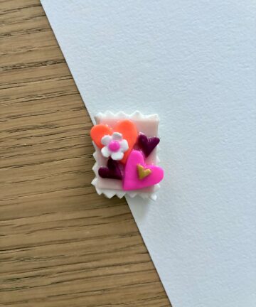 Aimant Timbre "Coeurs fleuris"