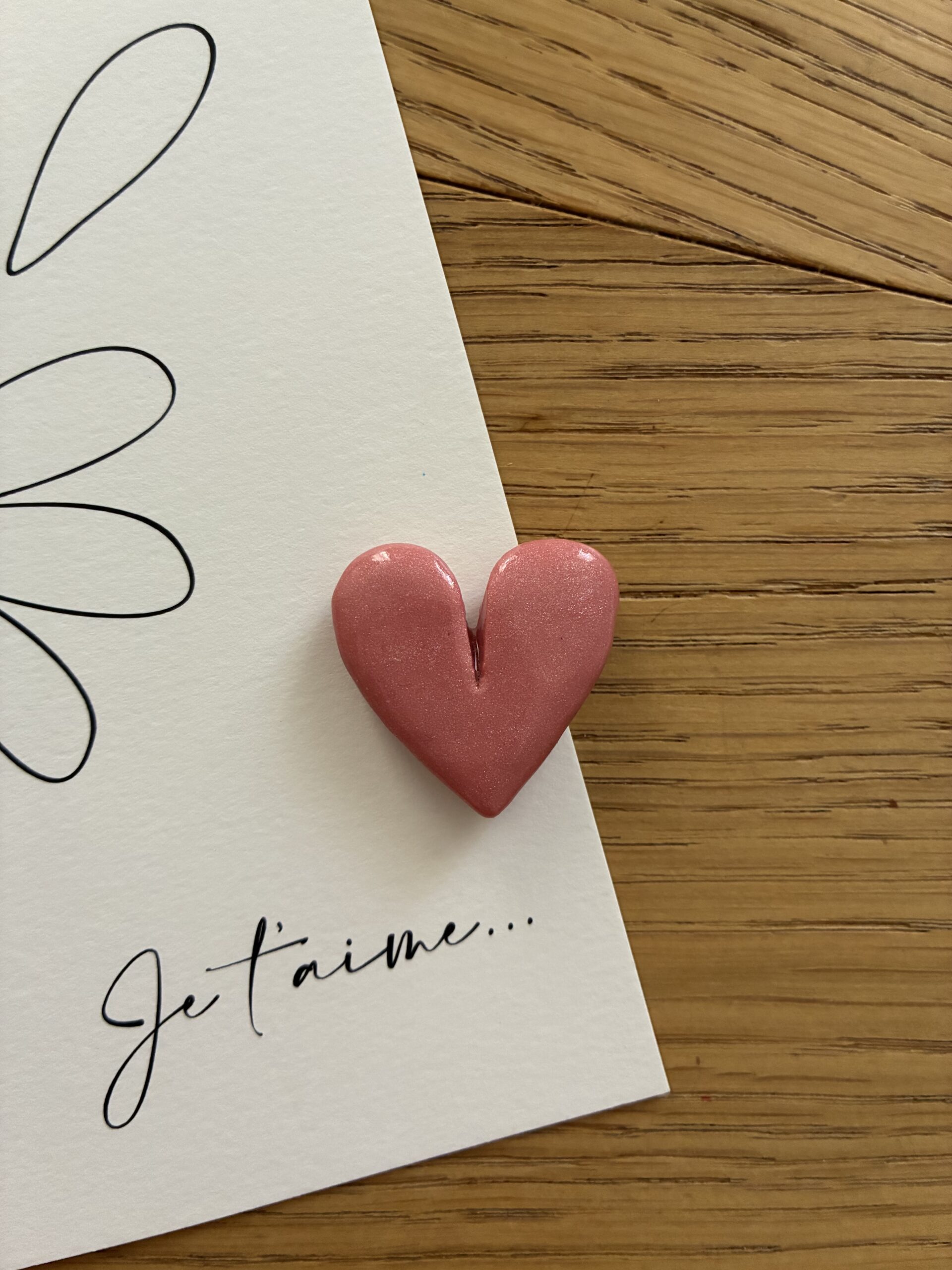 Aimant "Cœur Tendre" - "Rose pailleté"