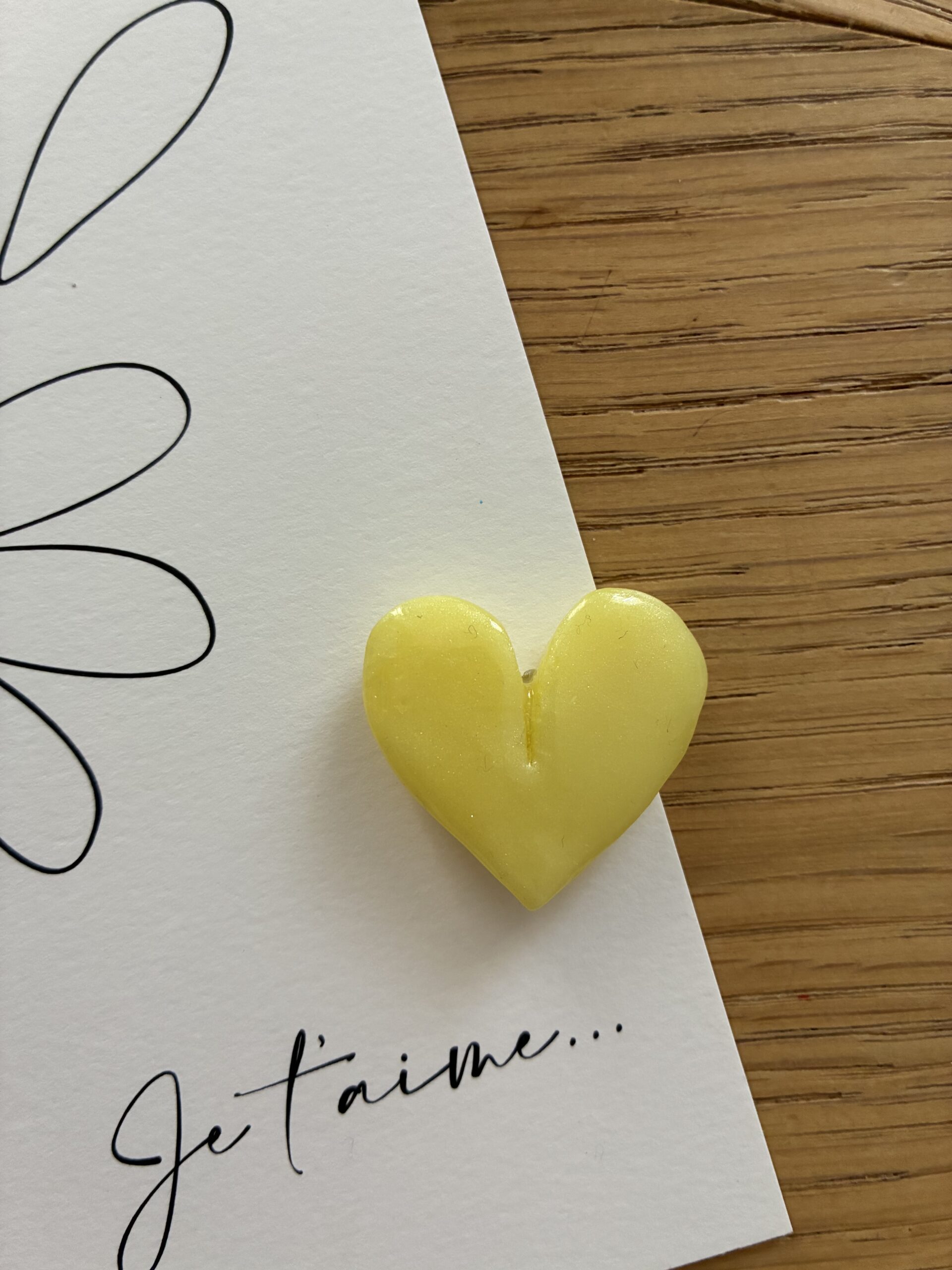 Aimant "Cœur Tendre" - "Jaune nacré"